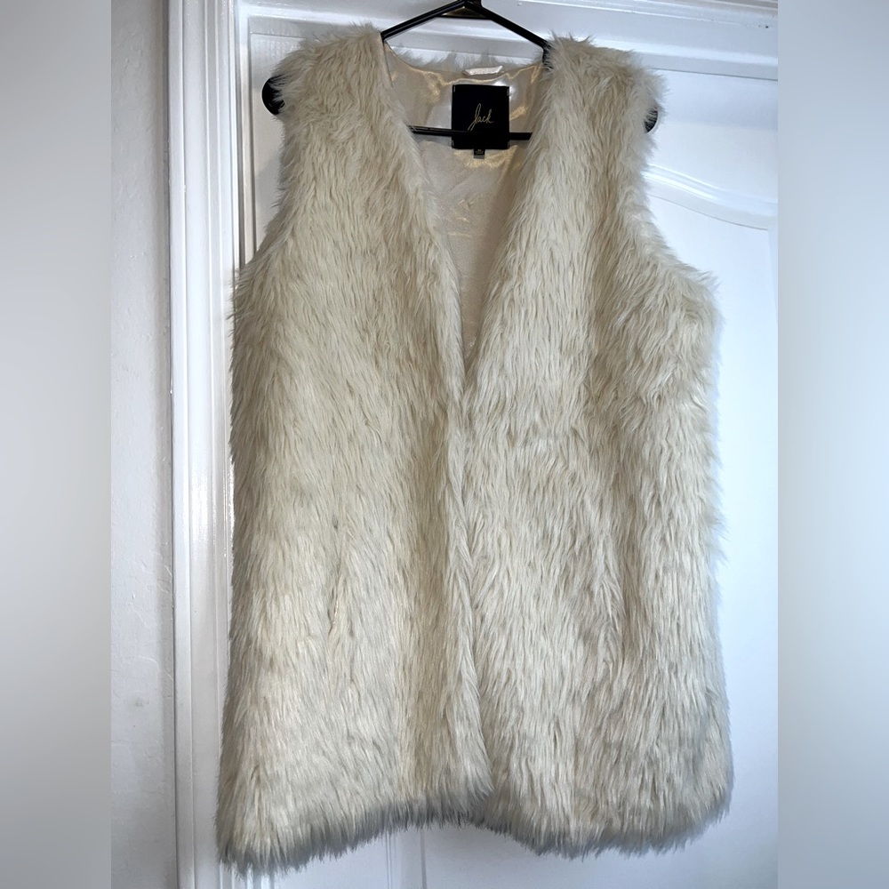 Off white faux fur vest